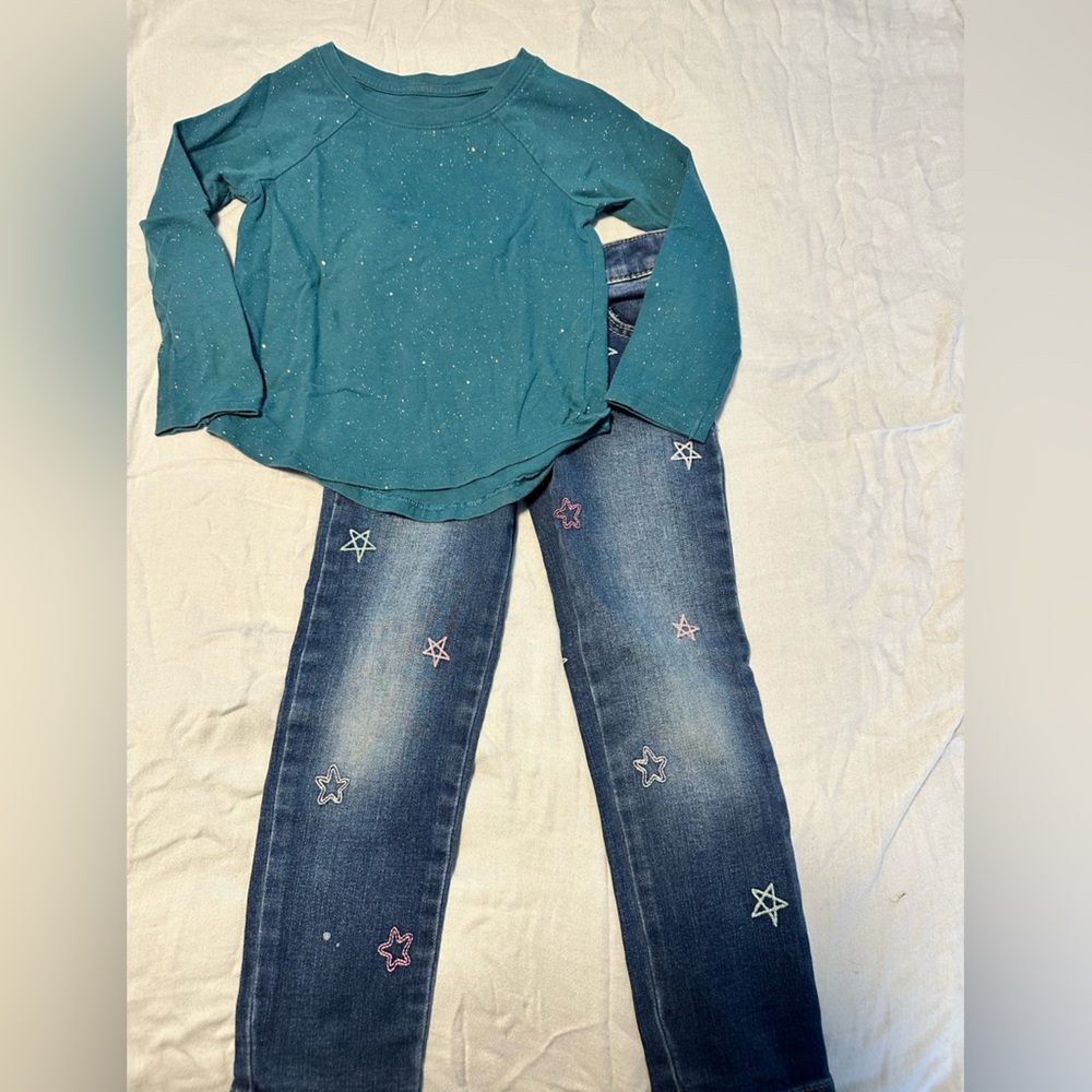 Cat & Jack Blue Jeans with Star Embroidery